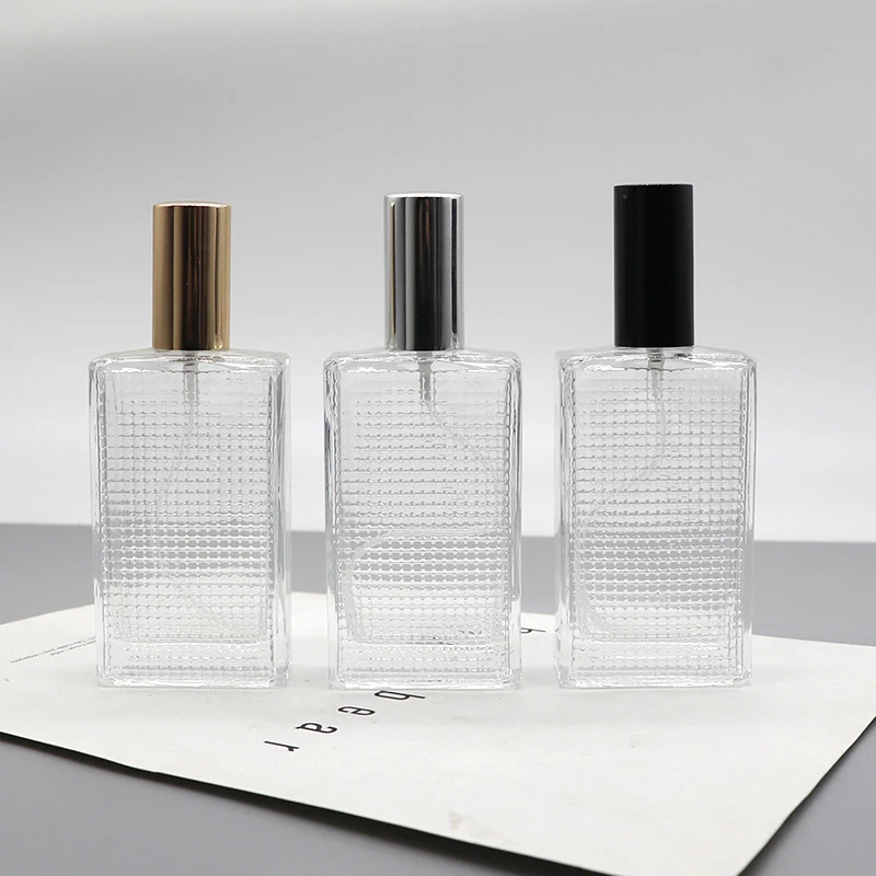 100 Ml Unique Square New Design Glass Empty Bottles Screw Perfume Bottle