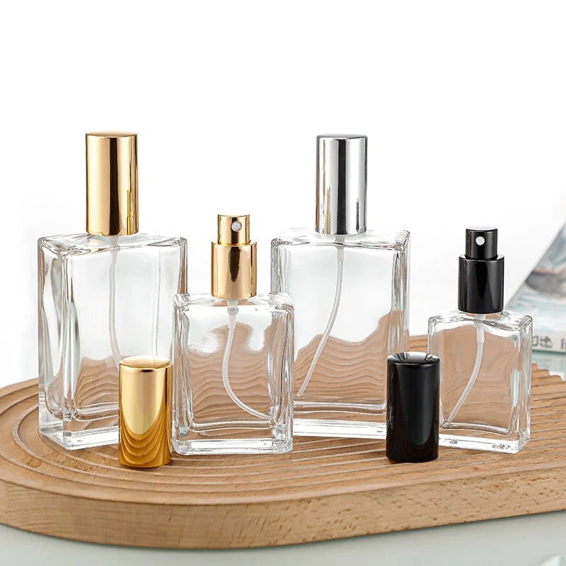 Flat Square Rectangle Luxury 15 Ml 30 Ml 50 Ml 100 Ml Perfume Glass Bottles